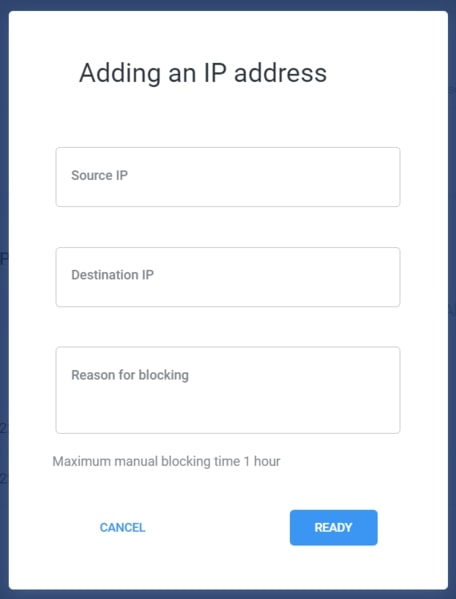 Adding IP address for blocking